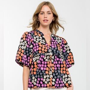 THML Flower Print Puff Sleeve Top. Size medium